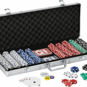 11.5 Gram Texas Hold 'Em Claytec Poker Chip Set with Aluminum Case, 500 Striped Dice Chips