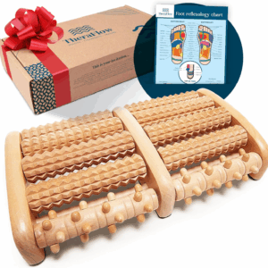 Foot Massager for Neuropathy & Plantar Fasciitis Relief - Mom Gifts for Women & Gifts for Dad, Wooden Foot Roller Massager, Neuropathy Pain Relief for Feet (Includes Reflexology Chart)