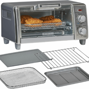 Crisp 'N Bake Air Fry Countertop Convection Toaster Oven, Medium Capacity, 4-Slice, 5-In-1, Fits 9” Pizza, 30-Min Timer, Bake, Broil, Air Fry, Toast, Keep Warm, Stainless Steel