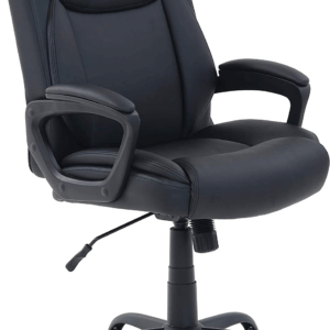 Classic Puresoft PU Padded Mid-Back Height Adjustable Office Computer Desk Chair with Armrest, 26"D X 23.75"W X 42"H, Black
