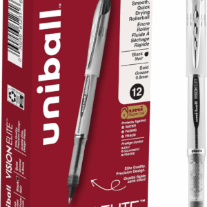 Vision Elite Rollerball Pens Bold Point, 0.8Mm, Black, 12 Pack