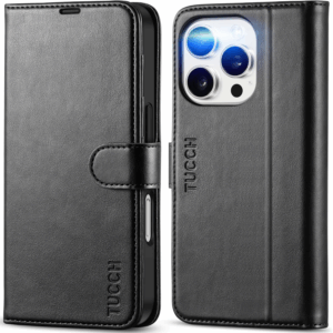 Case Wallet for Iphone 16 Pro, RFID Blocking [4 Card Holder] Kickstand [Shockproof TPU Inner Shell] PU Leather Magnetic Protective Flip Cover 6.3“ 2024, Black