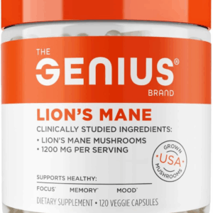 Genius Lion'S Mane - Plant-Based Supplement for Memory, Focus & Mood Support - Organic & Non-Gmo - 120 Veggie Capsules