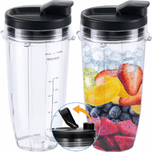Replacement 24Oz Blender Cup with Sip & Seal Lid for Nutri Ninja BL450 BL456 BL480 BL482 BL640 BL642 BL682 BN401 BN751 BN801 Foodi SS101 SS151 SS351 SS401 Ninja Blender Auto IQ Blade, 2-Pack …
