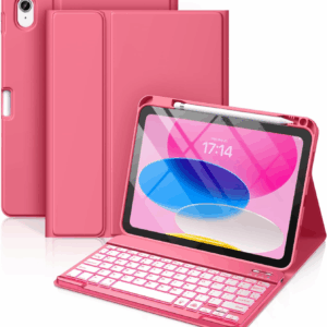 for Ipad 11Th 10Th Generation Case with Keyboard - 7 Colors Backlit Wireless Detachable Folio Keyboard Cover with Pencil Holder for Ipad 11-Inch A16 2025 10Th Gen 10.9 Inch 2022 (Pink)