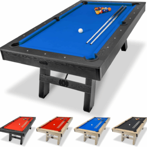 7 Ft Pool Tables with Wood Finish - Choose Your Style - Modern Billiards Table with 2 Cue Sticks, Balls, Rack, Felt Brush and Chalk