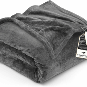 Fleece Blanket Queen Size Grey 300GSM Luxury Anti-Static Fuzzy Soft Microfiber Bed Blanket (90X90 Inch)