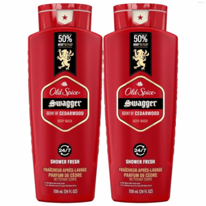 Refreshing Body Wash for Men, 3X Defense, 24/7 Shower Fresh with Long Lasting Scent, Red Collection, Swagger with Cedarwood Scent, 24 Oz (Pack of 2)