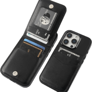 Compatible with Iphone 16 Pro Case Wallet with Credit Card Holder, Flip Premium Leather Magnetic Clasp Kickstand Heavy Duty Protective Cover for Iphone 16 Pro 6.3 Inch (Black)