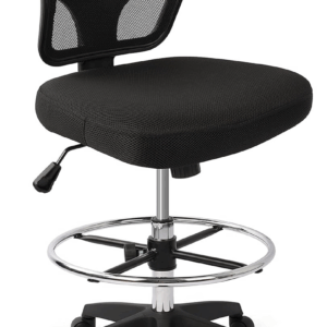 Armless Drafting Chair Tall Office Chair Adjustable Height High Back Ergonomic Desk Chair Drafting Stool Rolling Bar Stools Chairs with Footrest and Wheels