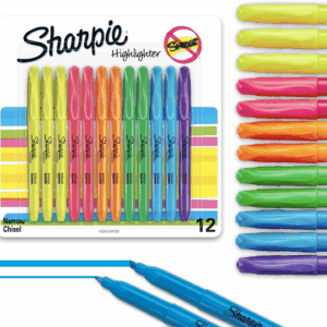 Pocket Highlighters, Chisel Tip, Quick Dry, Assorted Fluorescent Colors, 12 Count - for Studying, Note-Taking, School, College, Office, Student & Teacher Supplies