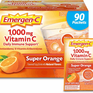 1000Mg Vitamin C Powder for Daily Immune Support Caffeine Free Vitamin C Supplements with Zinc and Manganese, B Vitamins and Electrolytes, Super Orange Flavor - 90 Count/3 Month Supply
