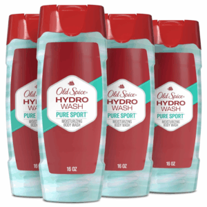 Moisturizing Body Wash for Men, Hydro Wash, 2-In-1 Long Lasting Scent & Deep Hydration, 24/7 Shower Fresh, Pure Sport Scent, 16 Oz (Pack of 4)