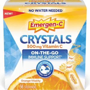 Crystals, On-The-Go  Immune Support Supplement with Vitamin C, B Vitamins, Zinc and Manganese, Orange Vitality - 56 Stick Packs